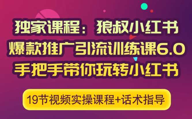 图片[1]-狼叔小红书爆款推广引流训练课6.0，手把手带你玩转小红书-千盛网络