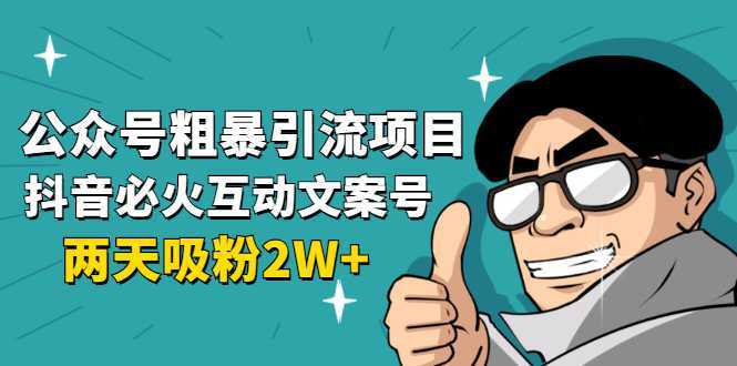 公众号粗暴引流项目：抖音必火互动文案号，两天吸粉2W+（可持续操作）-5D资源网