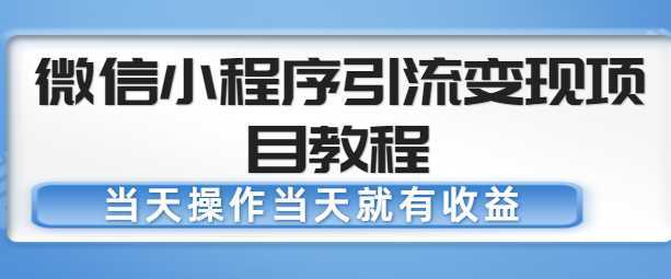 微信小程序引流变现项目教程，当天操作当天就有收益，变现不再是难事-5D资源网