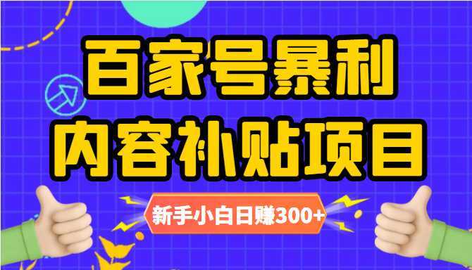 百家号暴利内容补贴项目，图文10元一条，视频30一条，新手小白日赚300+-千盛网络