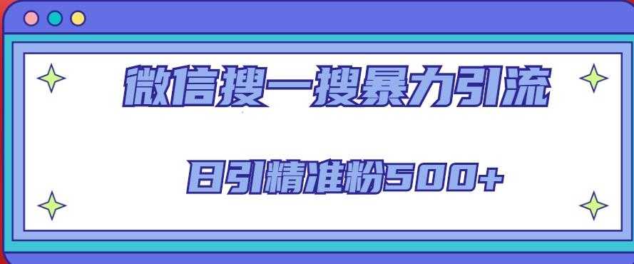 微信搜一搜引流全系列课程，日引精准粉500+（8节课）-5D资源网