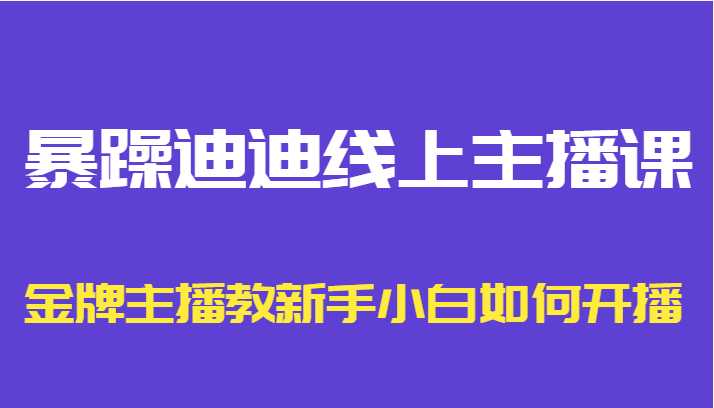 暴躁迪迪线上主播课，金牌主播教新手小白如何开播-千盛网络