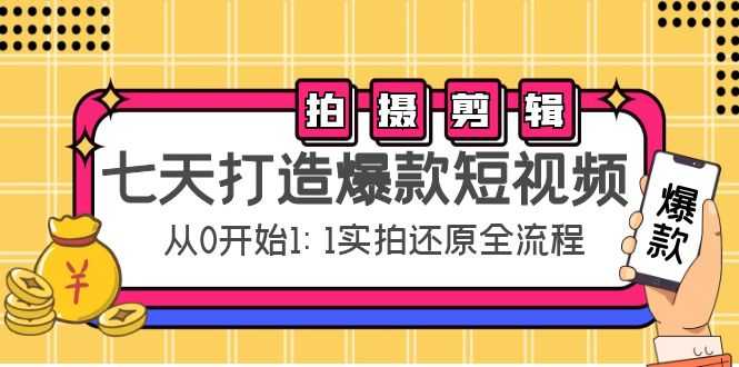 七天打造爆款短视频：拍摄+剪辑实操，从0开始1:1实拍还原实操全流程-5D资源网