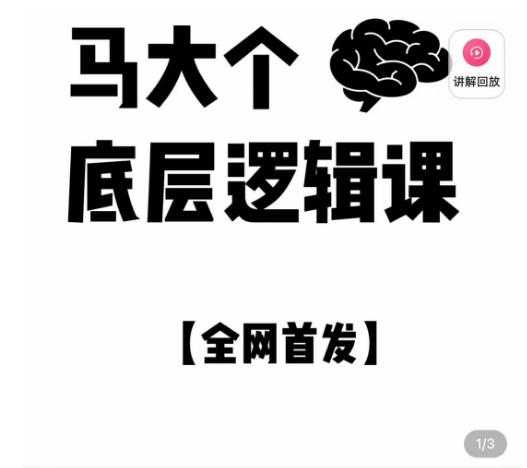 图片[1]-马大个·底层逻辑课，51节底层逻辑智慧课-价值1980元-千盛网络