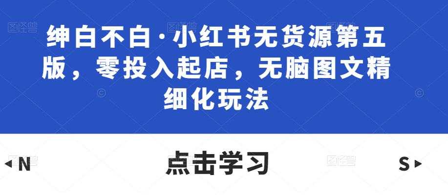 绅白不白·小红书无货源第五版，零投入起店，无脑图文精细化玩法-千盛网络