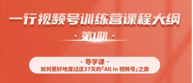 一行视频号特训营，从零启动视频号30天，全营变现5.5万元【价值799元】-千盛网络