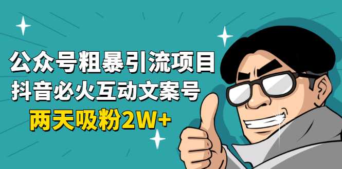 公众号粗暴引流项目：抖音必火互动文案号，两天吸粉2W+（可持续操作）-千盛网络