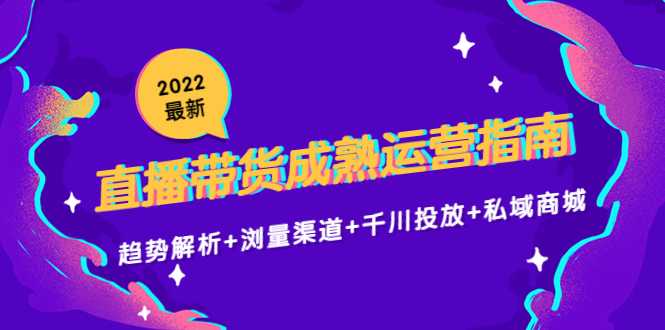 2022最新直播带货成熟运营指南3.0：趋势解析+浏量渠道+千川投放+私域商城-千盛网络