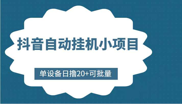 抖音自动挂机小项目，单设备日撸20+，可批量，号越多收益越大-5D资源网