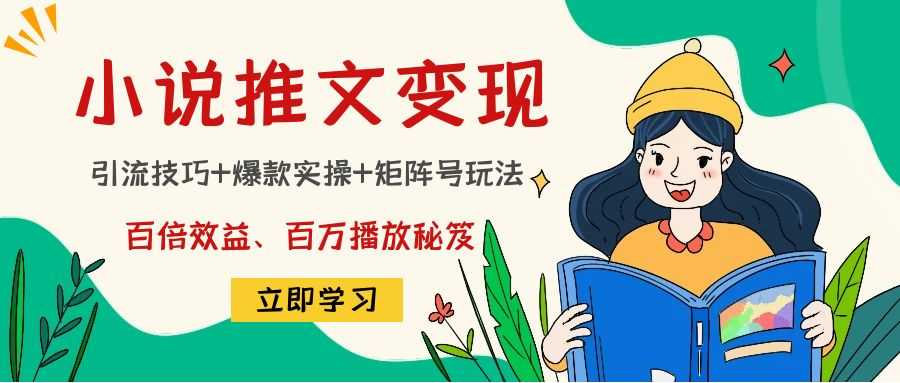 小说推文训练营：引流技巧+爆款实操+矩阵号玩法，百倍效益、百万播放秘笈-千盛网络