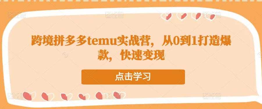 跨境拼多多temu实战营，从0到1打造爆款，快速变现-千盛网络