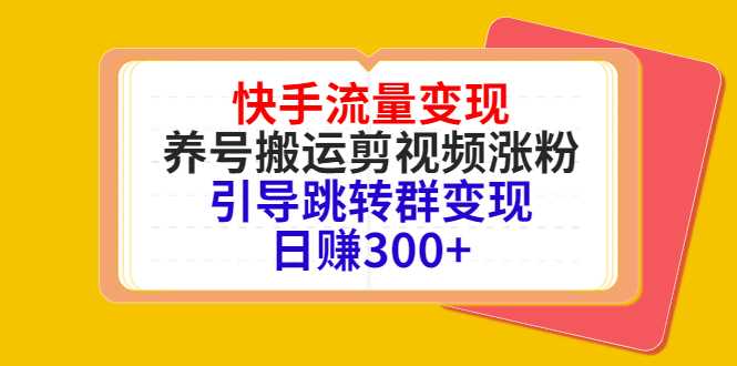 快手流量变现，养号搬运剪视频涨粉，引导跳转群变现日赚300+-5D资源网